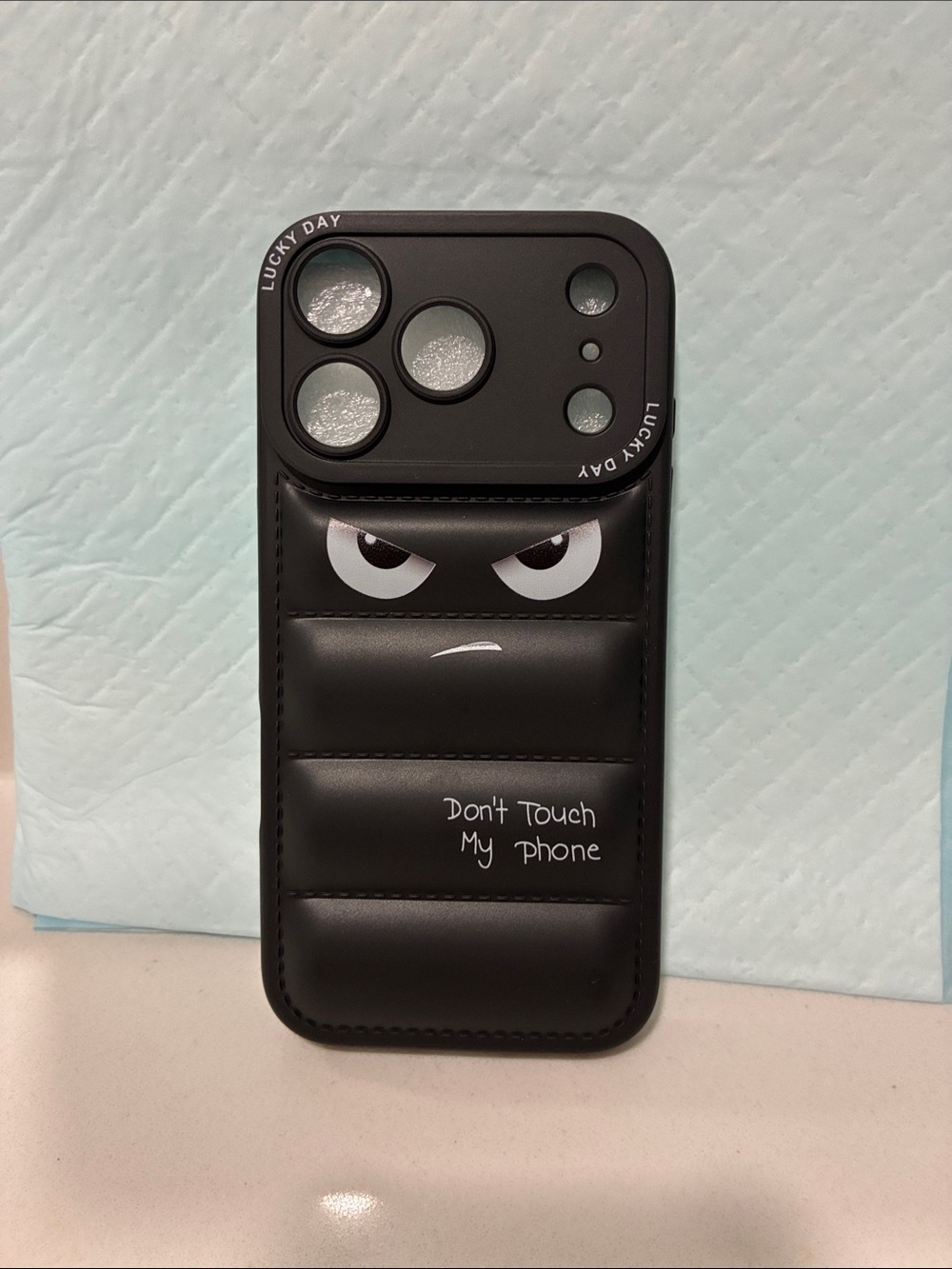 Black Padded 'Don't Touch My Phone' Protective Phone Case